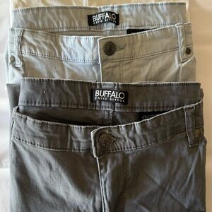 Buffalo David Bitton White, Light Blue, and Dark Gray Pants
